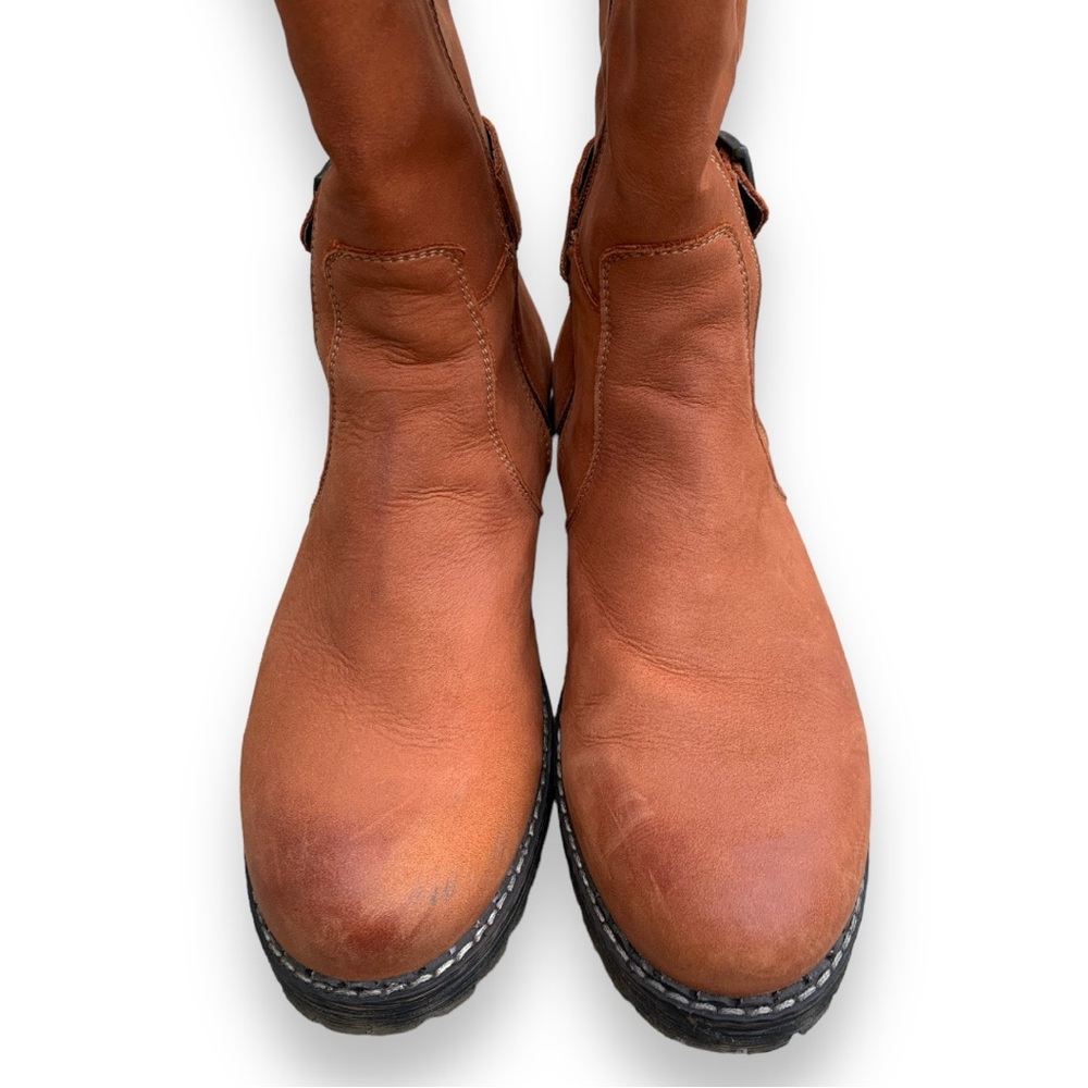 V Italia European Leather Tan Tall Knee High Fall Winter Cargo Combat Boots - Picture 3 of 13